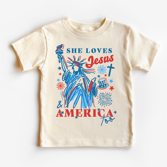 4th Of July Patriotic Independence Day Shirt She Loves Jesus And America Too Tee