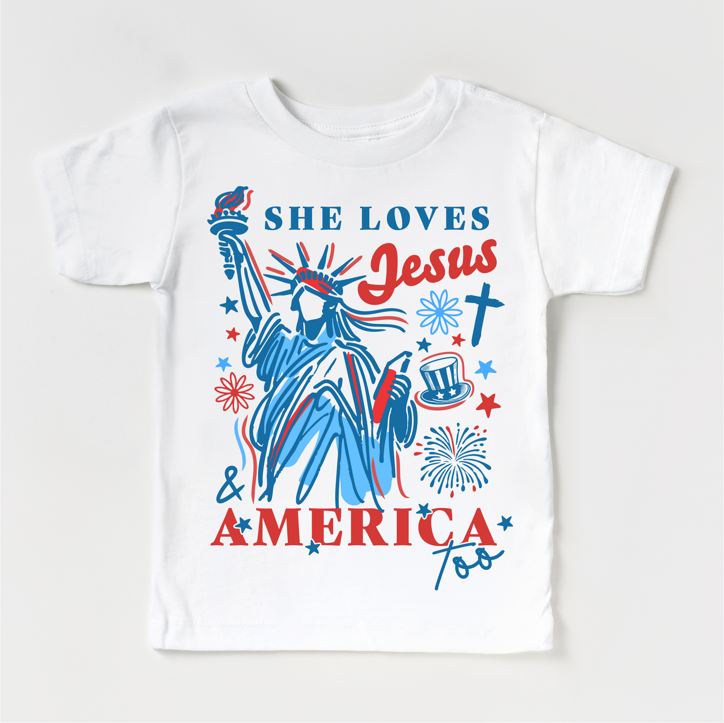 4th Of July Patriotic Independence Day Shirt She Loves Jesus And America Too Tee