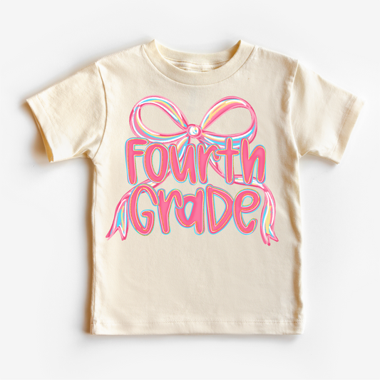Girls Fourth Bow Stylish Back To School Shirt First Day Of School Tee