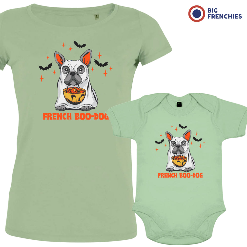 French Boo-Dog Organic Cotton Family Set Mom and Baby Set of 2