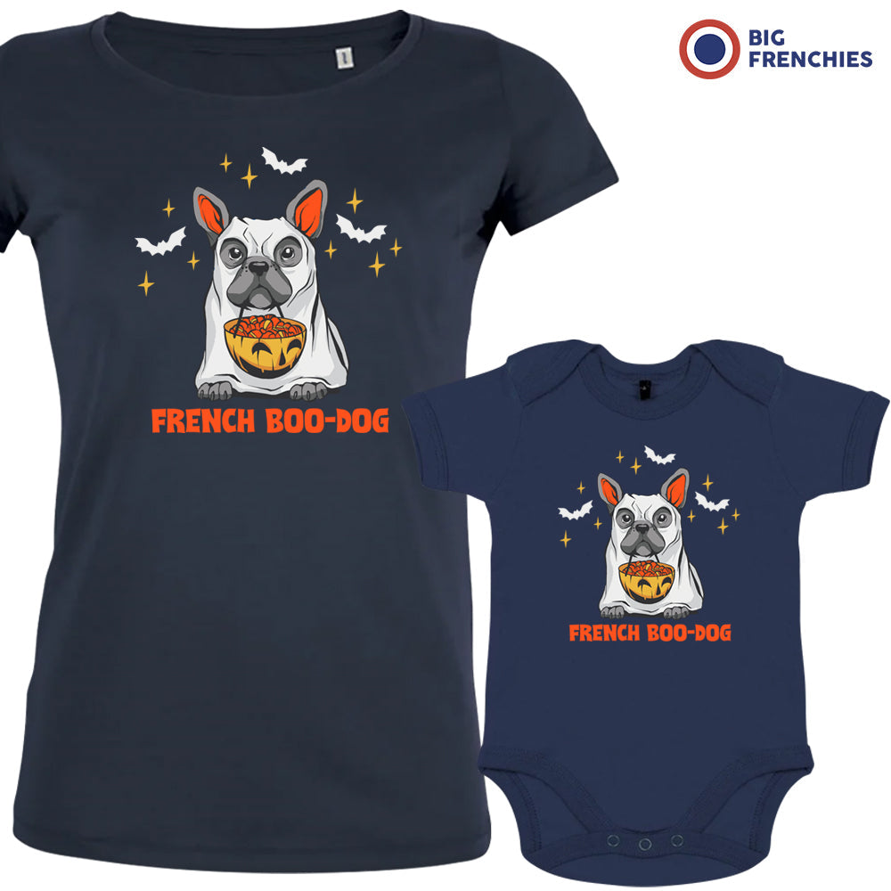 French Boo-Dog Organic Cotton Family Set Mom and Baby Set of 2