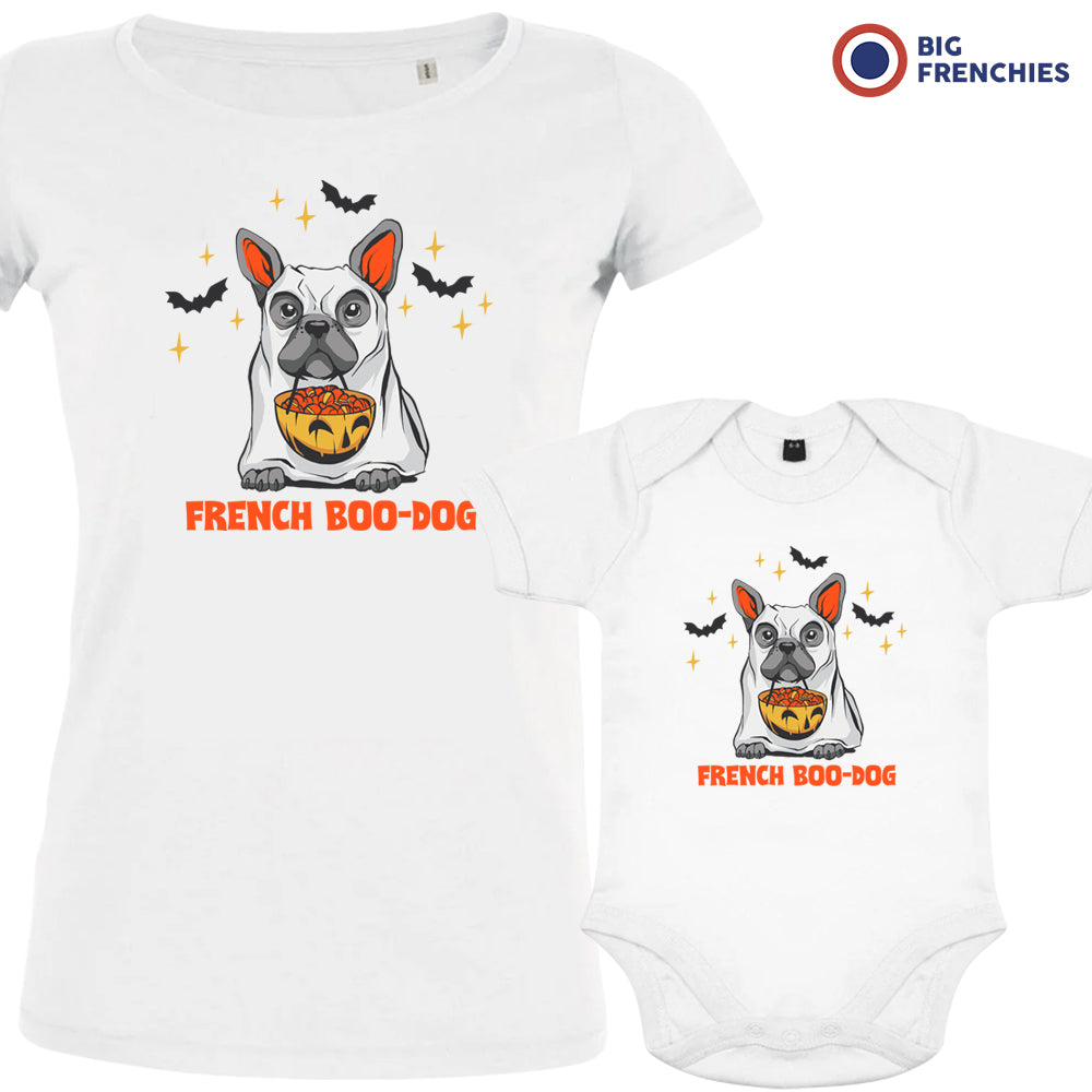 French Boo-Dog Organic Cotton Family Set Mom and Baby Set of 2