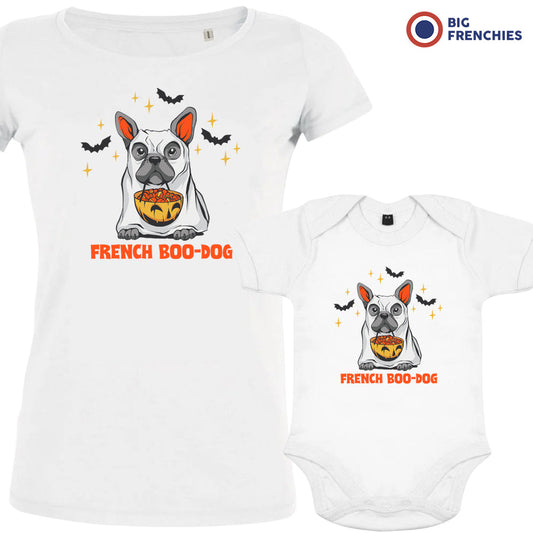French Boo-Dog Organic Cotton Family Set Mom and Baby Set of 2