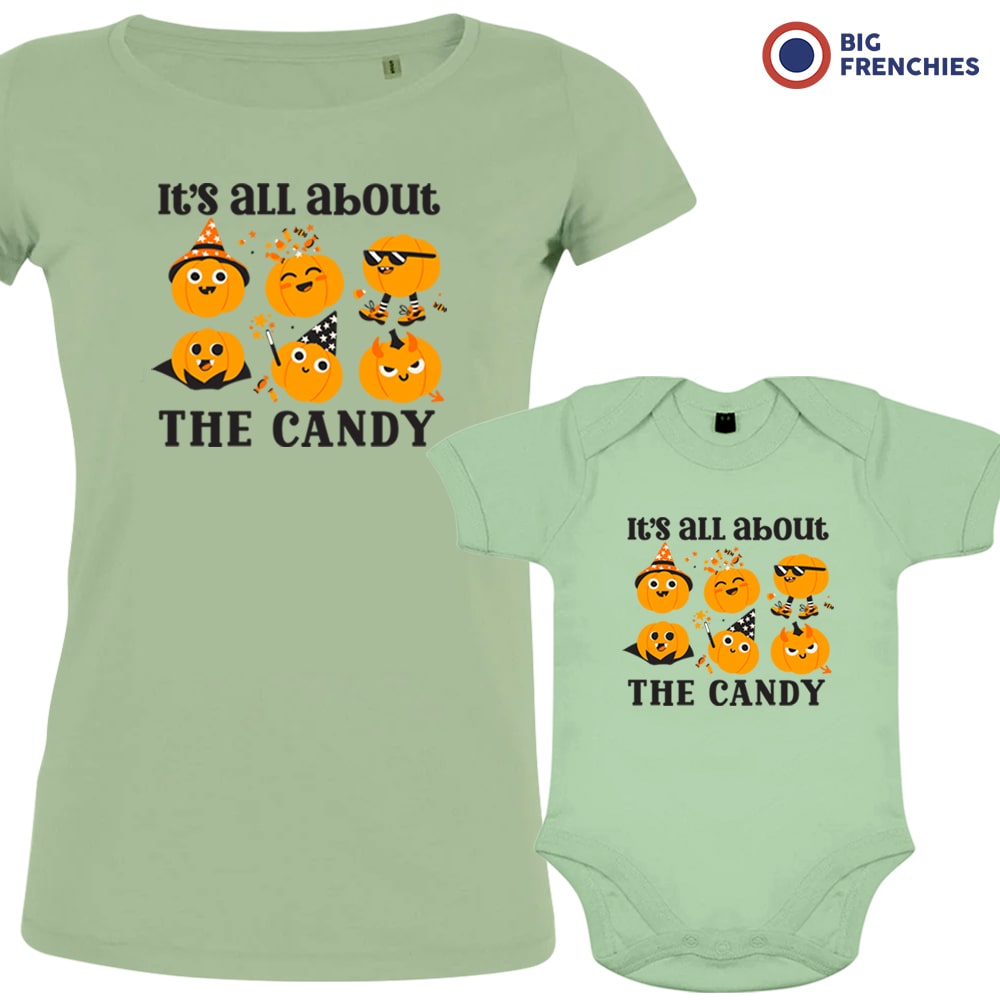 It's All About The Candy Halloween Mom and Baby Organic Cotton Family Set