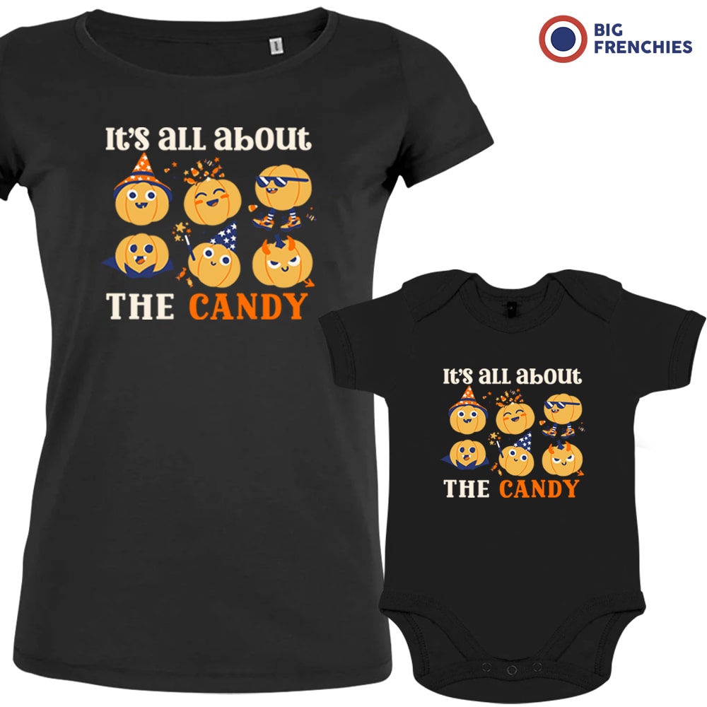 It's All About The Candy Halloween Mom and Baby Organic Cotton Family Set