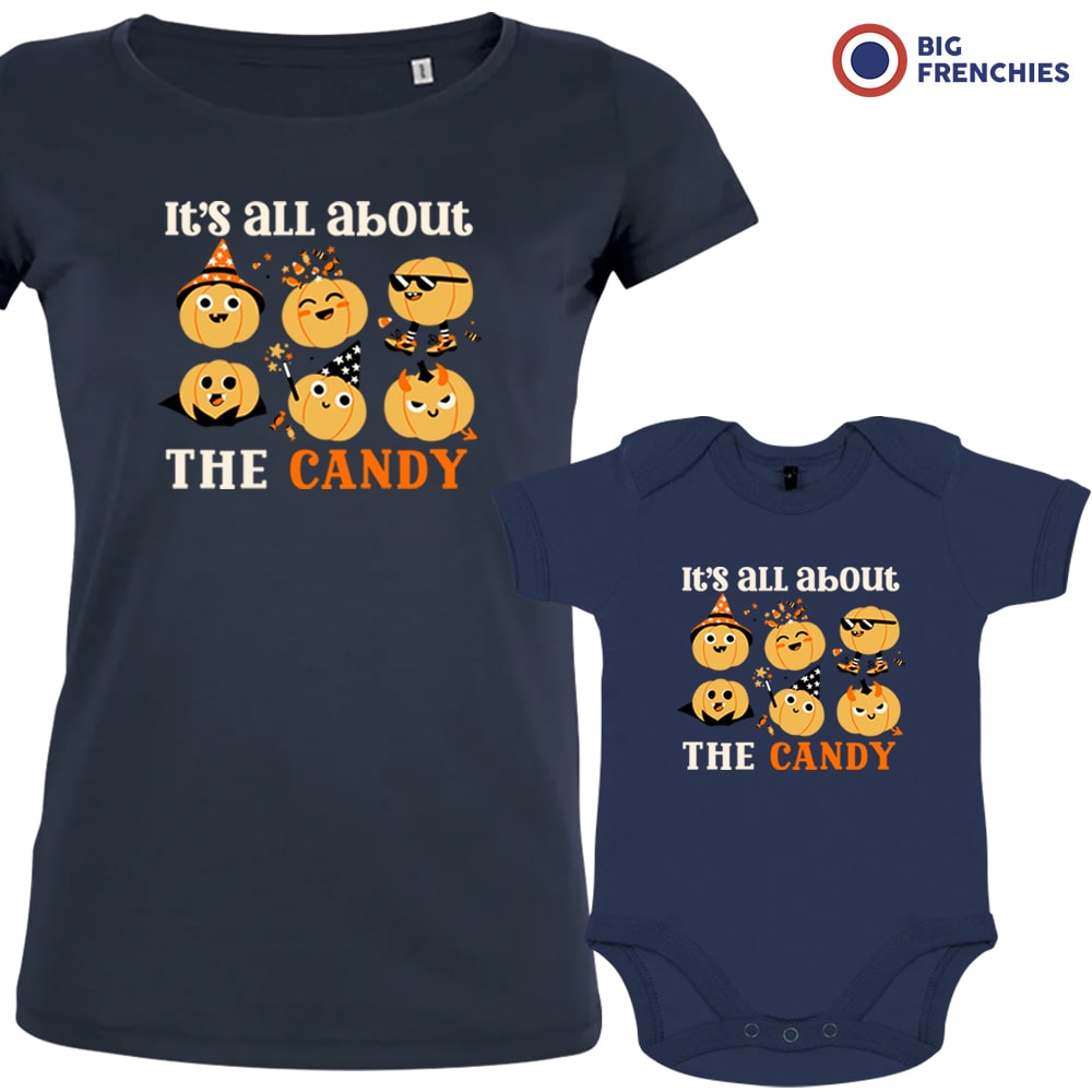 It's All About The Candy Halloween Mom and Baby Organic Cotton Family Set