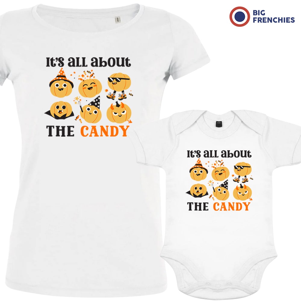 It's All About The Candy Halloween Mom and Baby Organic Cotton Family Set