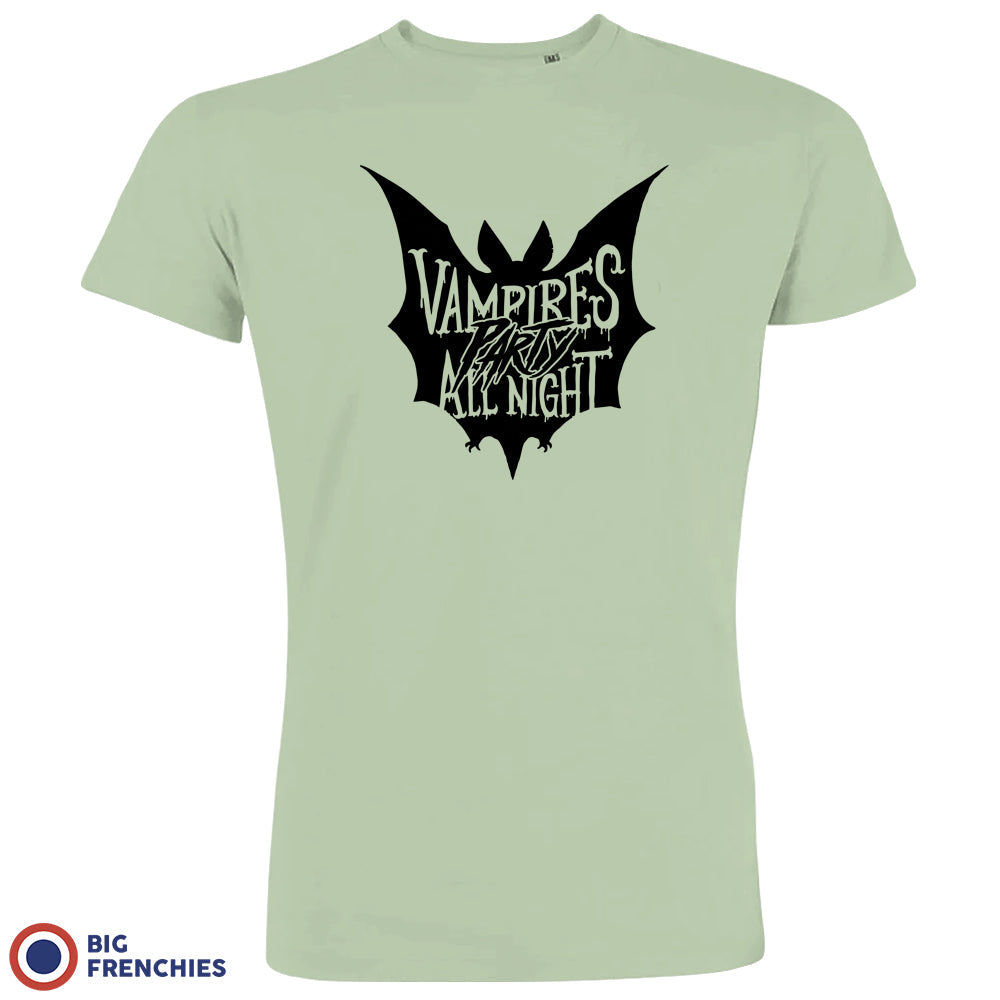 Vampires Party All Night Organic Cotton Tee Men's Big Frenchies