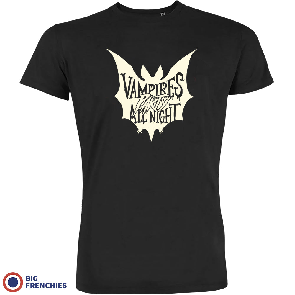 Vampires Party All Night Organic Cotton Tee Men's Big Frenchies