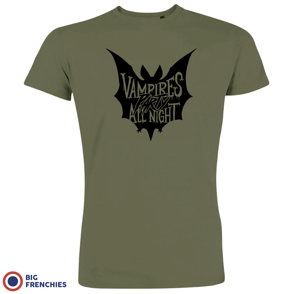 Vampires Party All Night Organic Cotton Tee Men's Big Frenchies