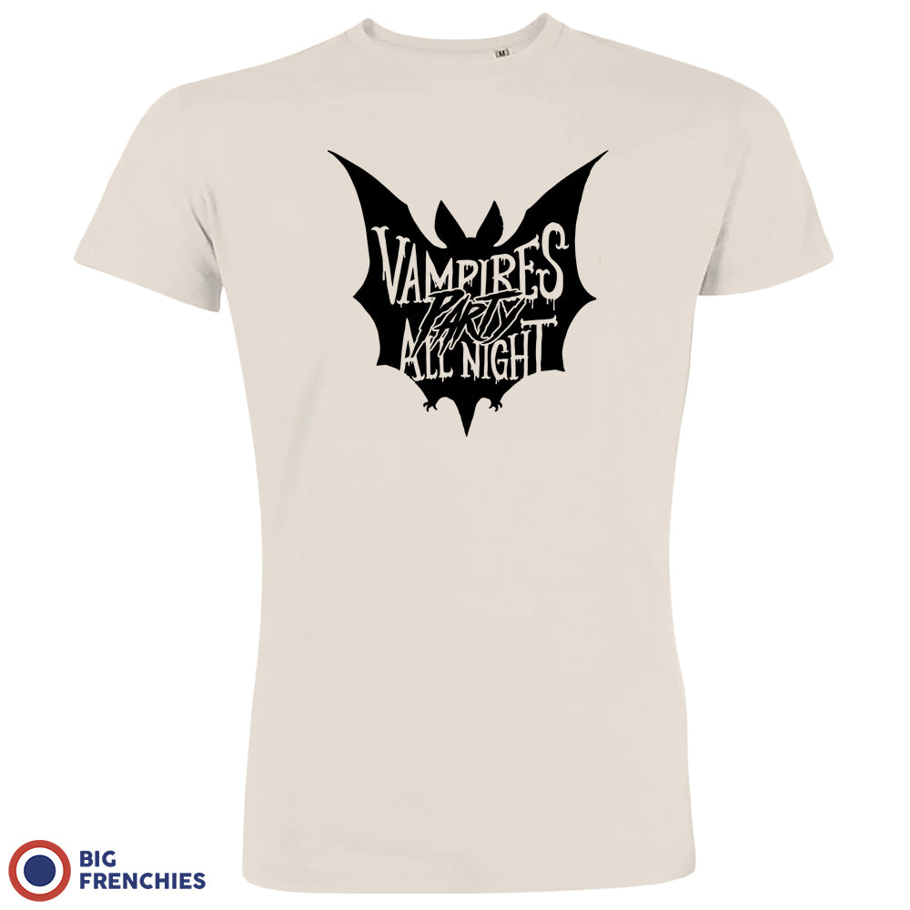 Vampires Party All Night Organic Cotton Tee Men's Big Frenchies