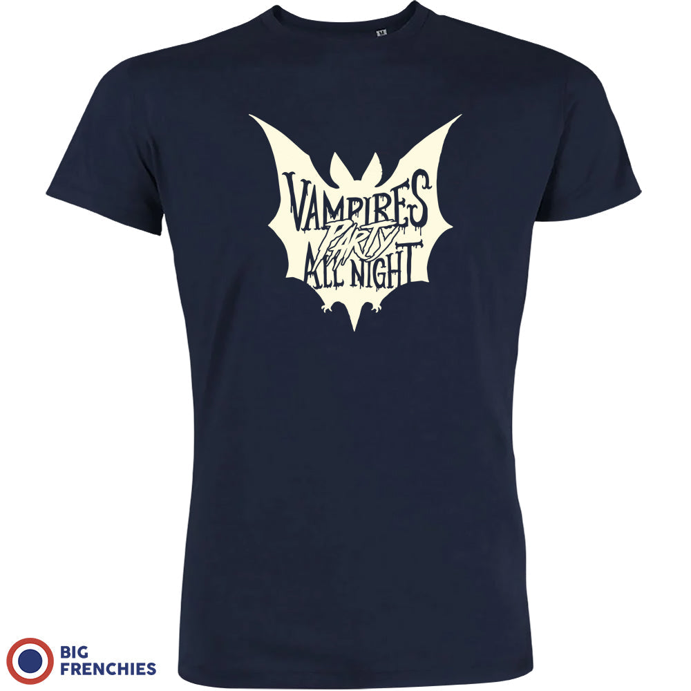 Vampires Party All Night Organic Cotton Tee Men's Big Frenchies