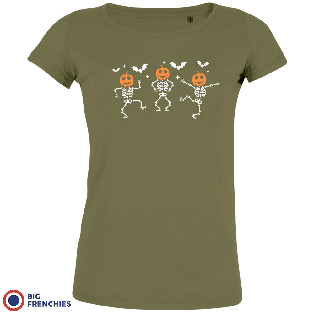 Pumpkin Skeleton Dance Halloween Women's Organic Cotton Tee