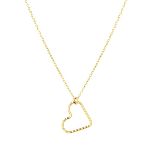 14k Gold Filled Open Heart Necklace 15mm Charm The First Layer