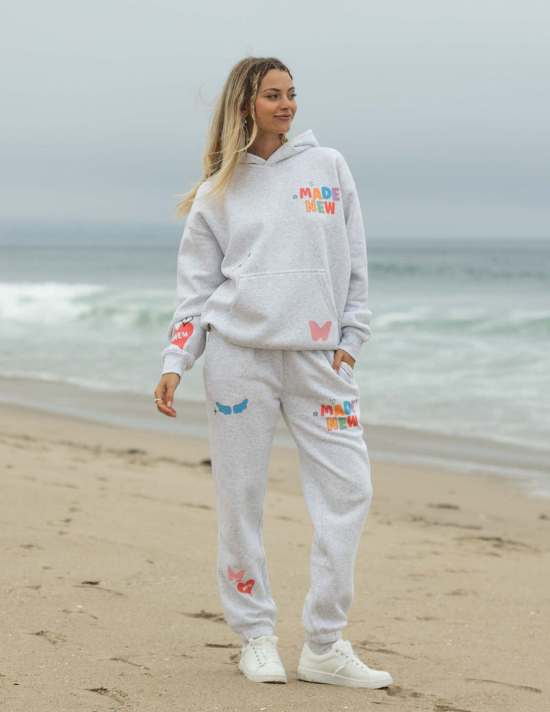 Unisex Heather Grey Hoodie Relaxed Fit Made New