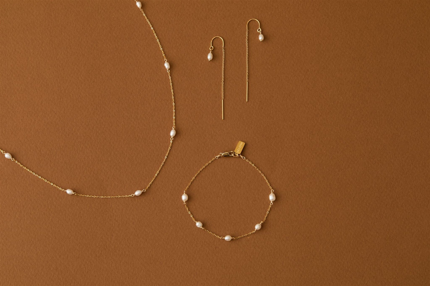 14k Gold Filled Freshwater Rice Pearl Threaders Earrings Madeline