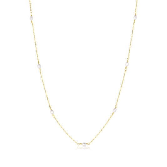 Freshwater Rice Pearl Necklace 14k Gold Over Brass Madeline Necklace