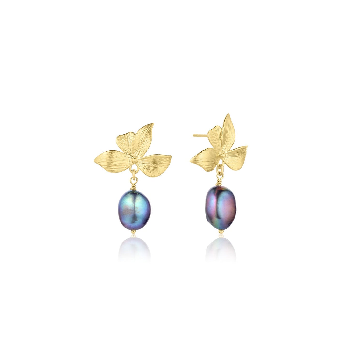 Matte Gold Freshwater Pearl 20mm Flower Earrings Maeve