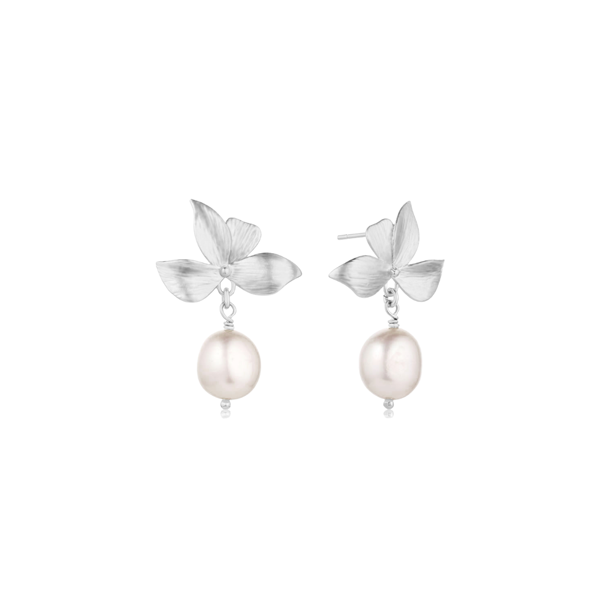Matte Gold Freshwater Pearl 20mm Flower Earrings Maeve