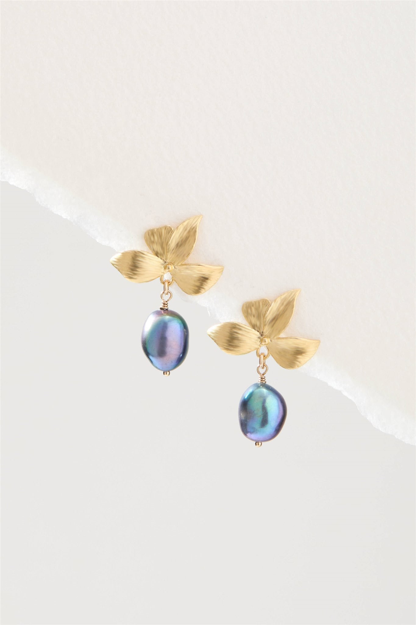 Matte Gold Freshwater Pearl 20mm Flower Earrings Maeve