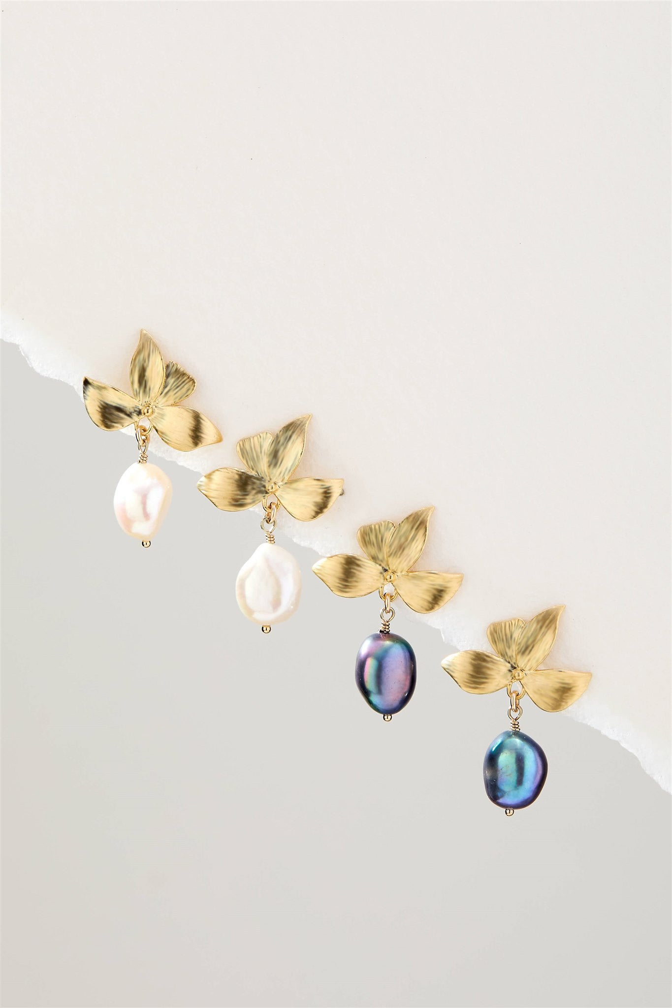 Matte Gold Freshwater Pearl 20mm Flower Earrings Maeve