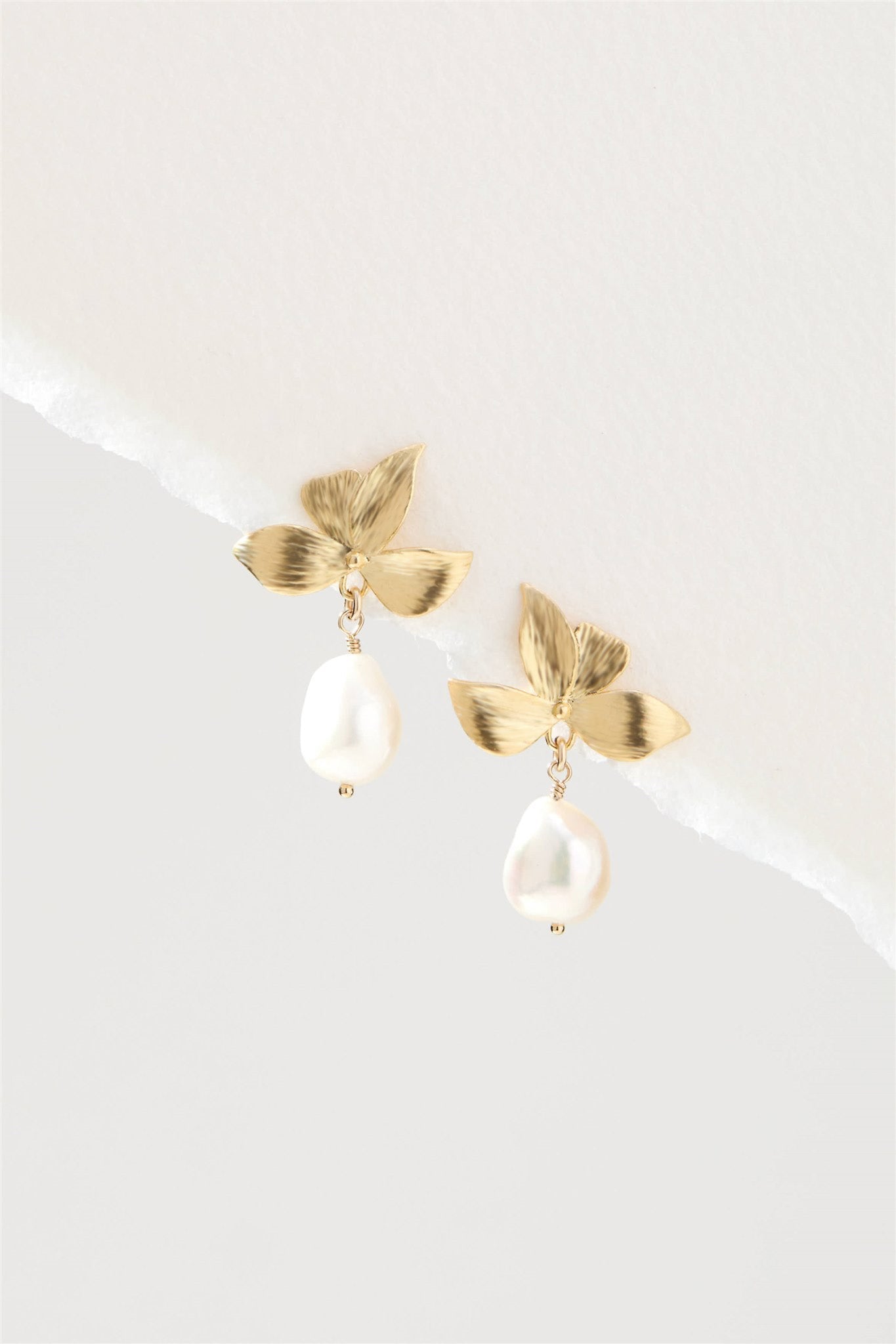 Matte Gold Freshwater Pearl 20mm Flower Earrings Maeve