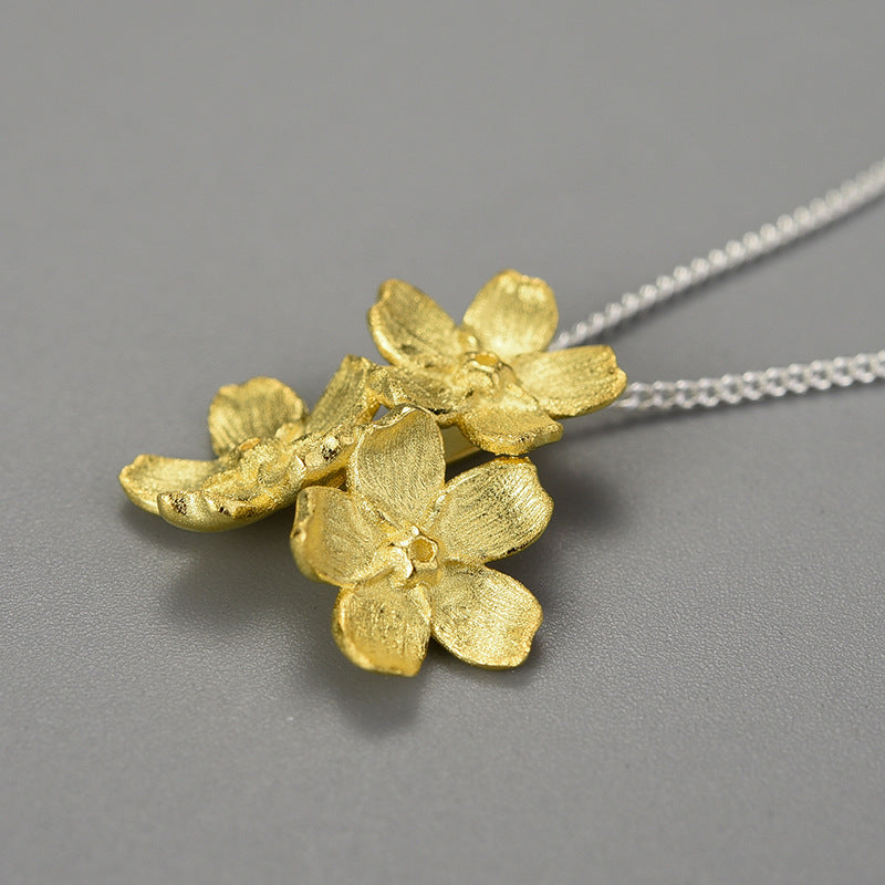 Forget-me-not Cluster 18K Gold Layer 925 Silver Necklace