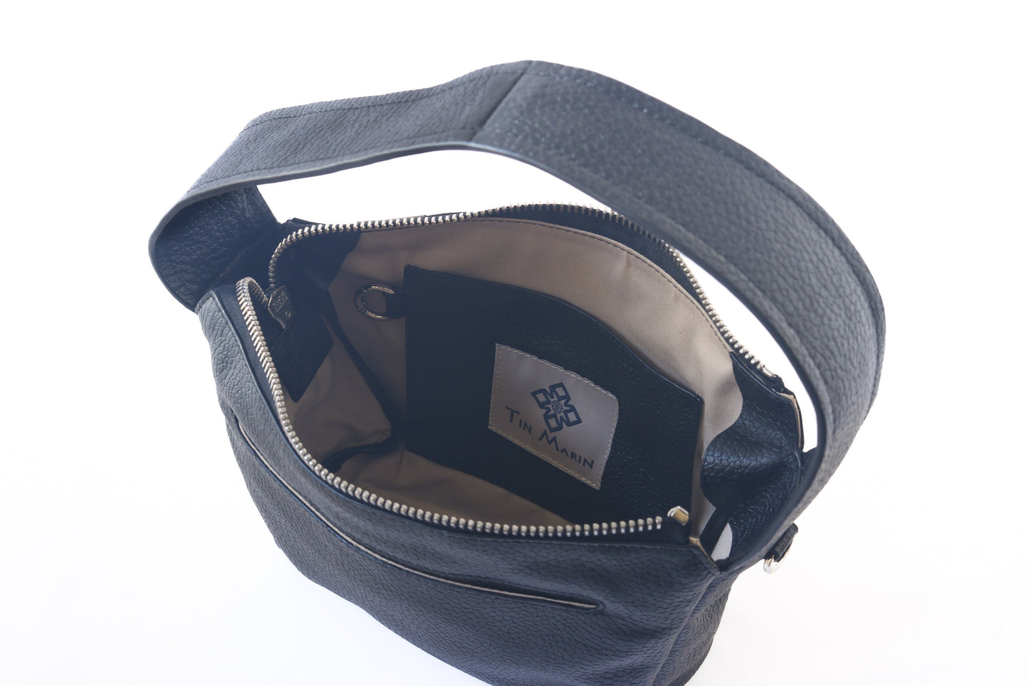 Maina Shoulder Genuine Grain Leather Bag Tin Marin