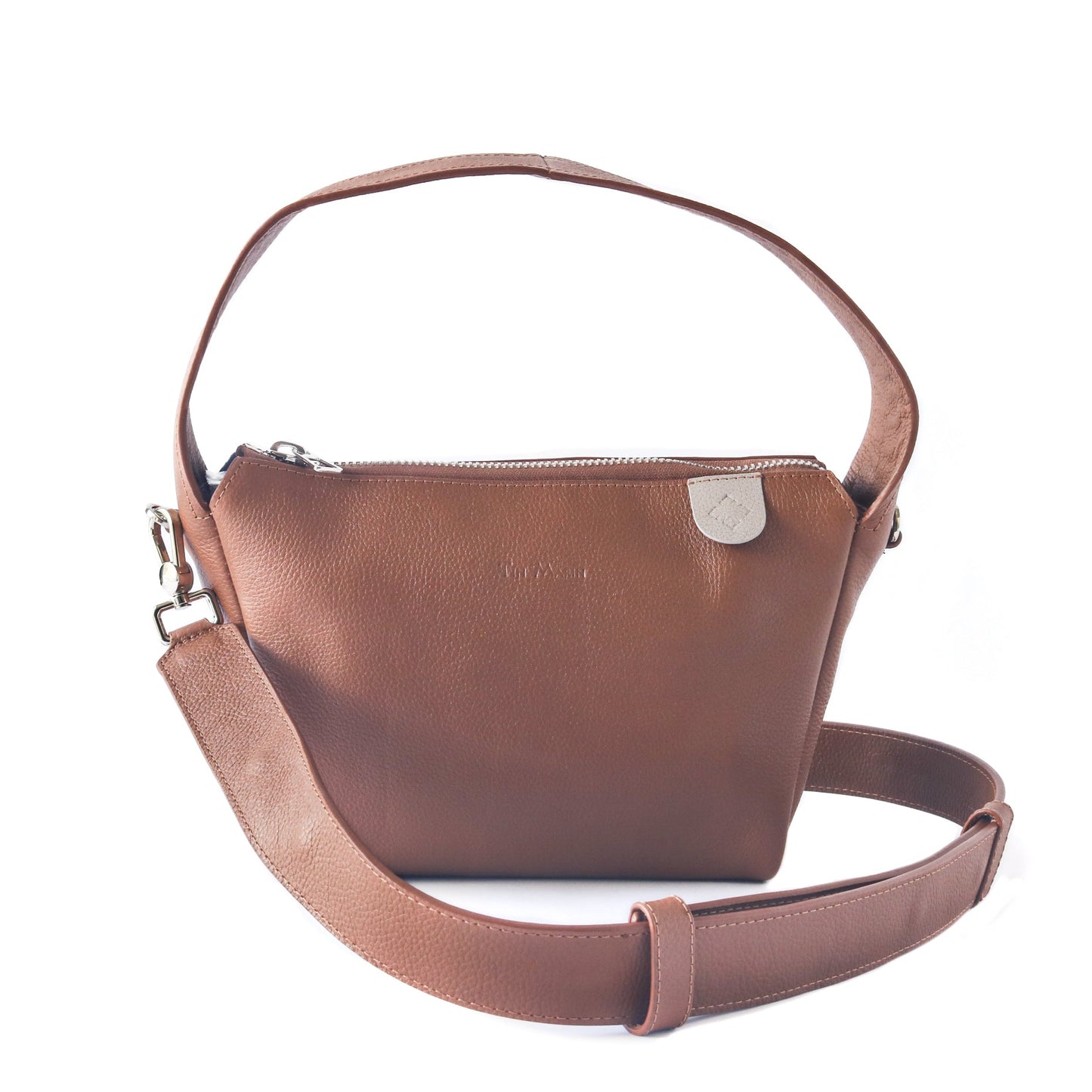 Maina Shoulder Genuine Grain Leather Bag Tin Marin