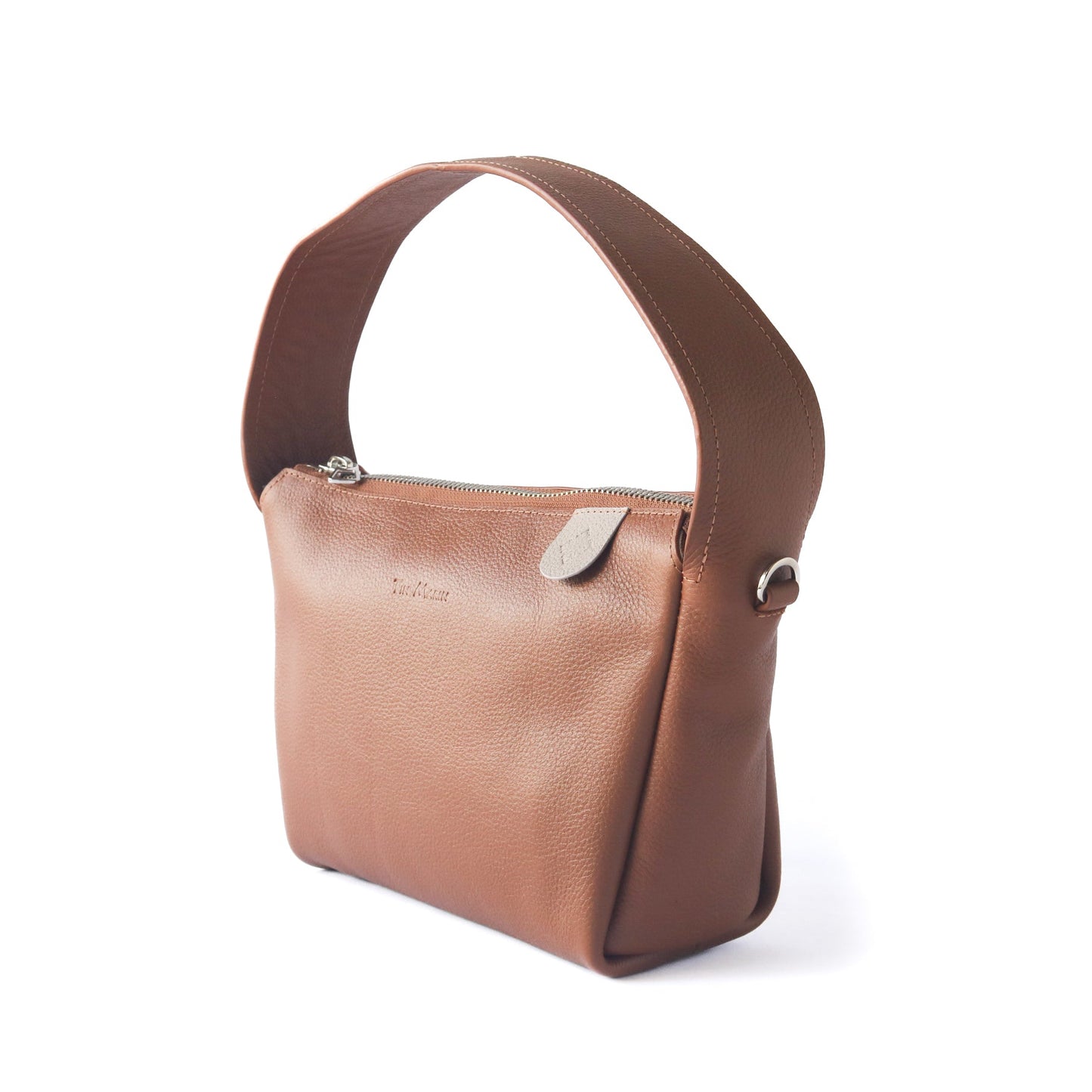 Maina Shoulder Genuine Grain Leather Bag Tin Marin
