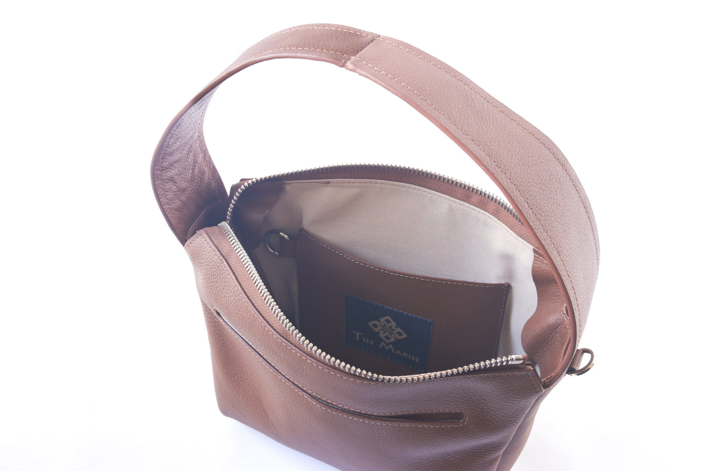 Maina Shoulder Genuine Grain Leather Bag Tin Marin