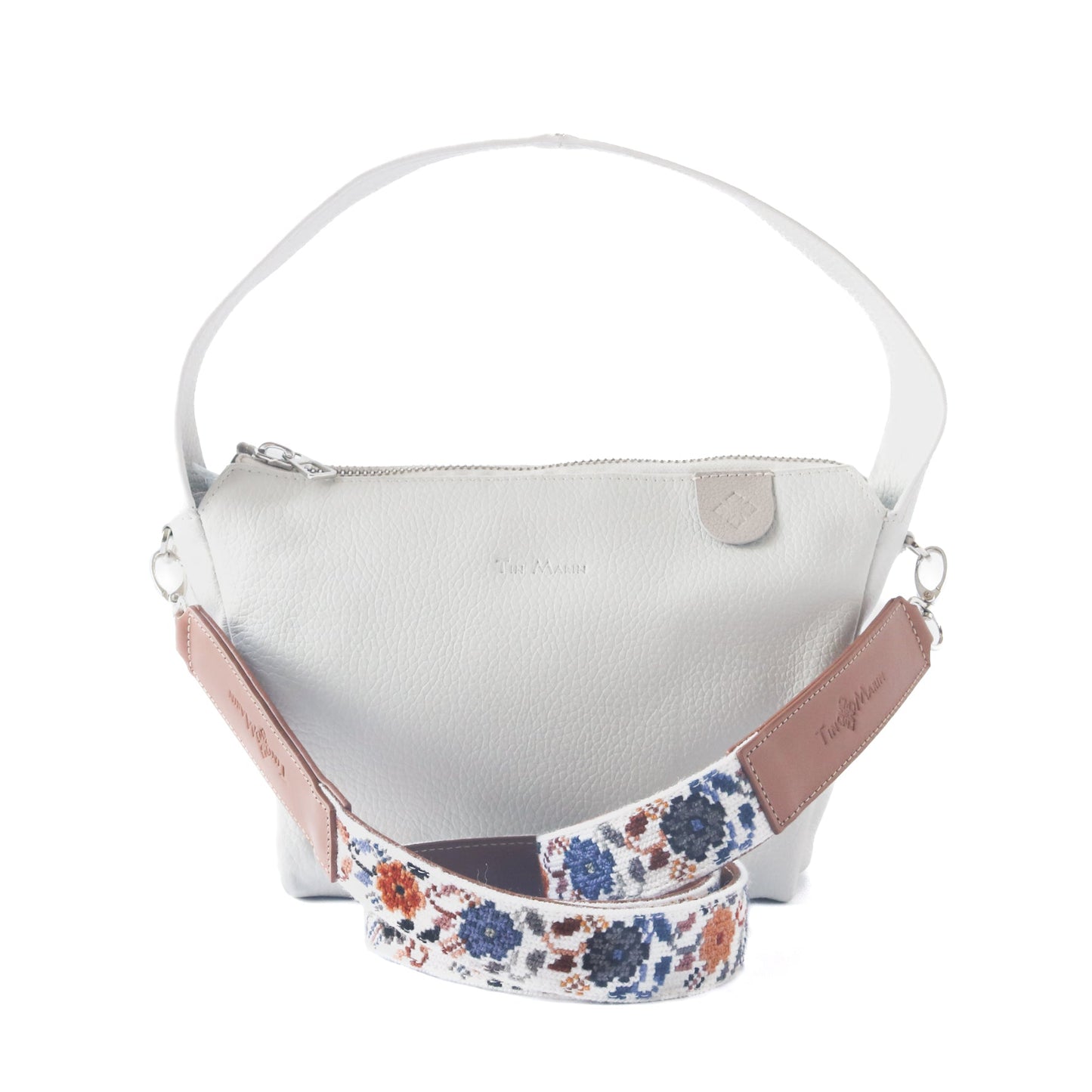 Maina Shoulder Genuine Grain Leather Bag Tin Marin