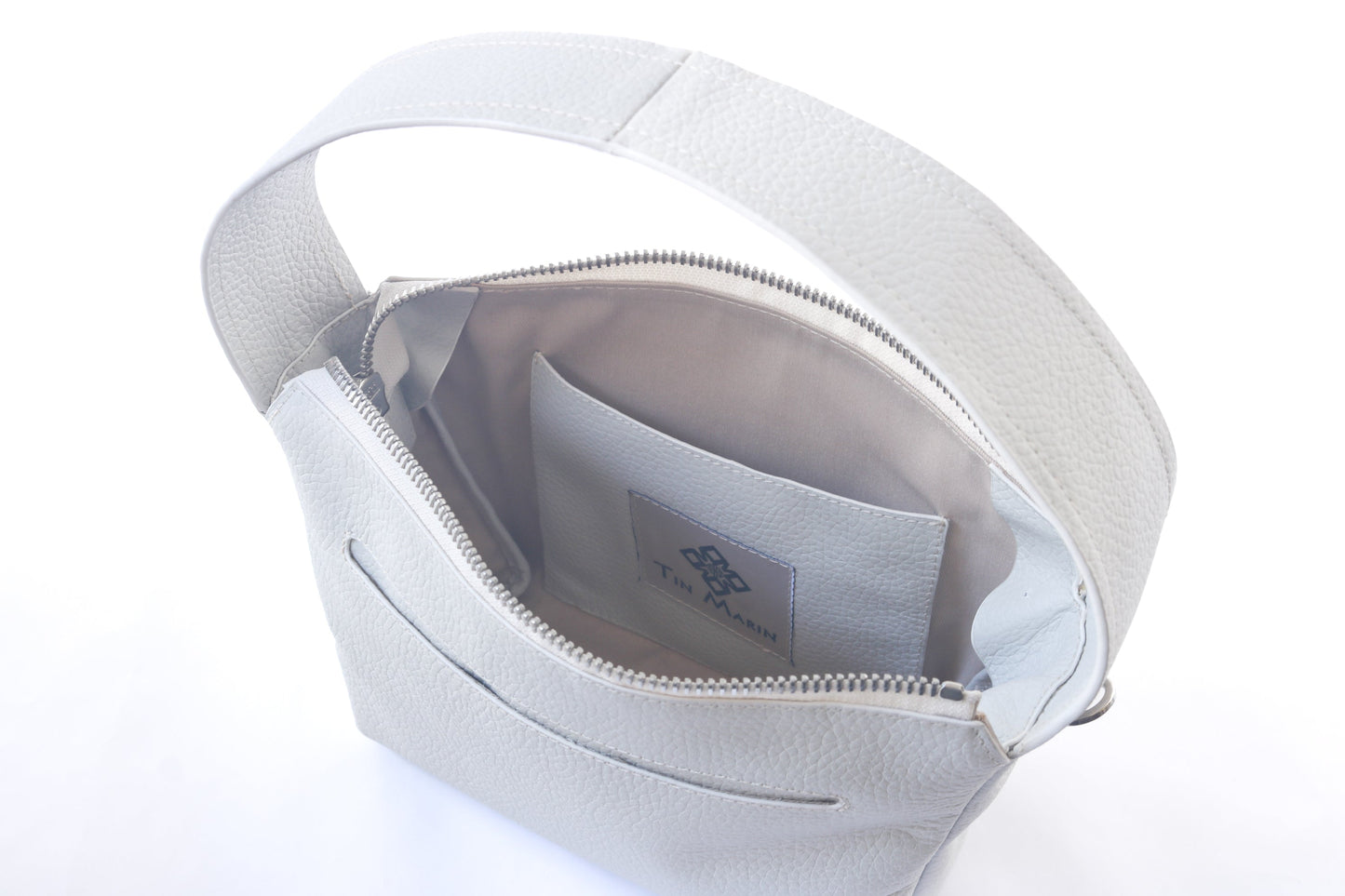 Maina Shoulder Genuine Grain Leather Bag Tin Marin