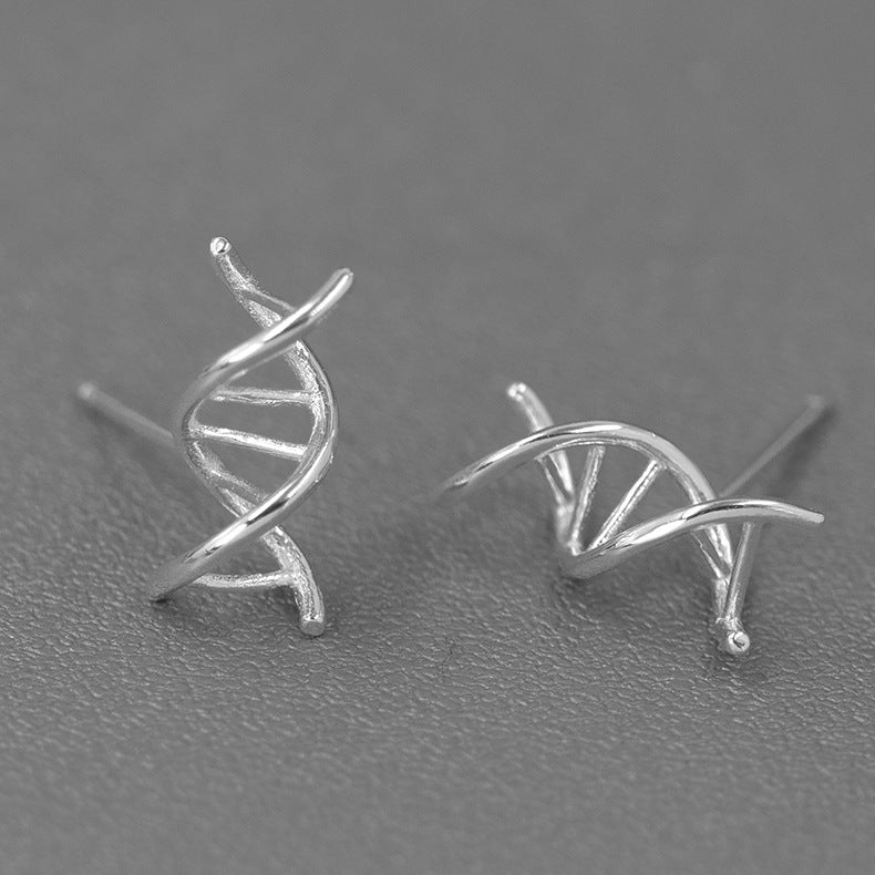 DNA 925S Silver Double Helix Stud Earrings