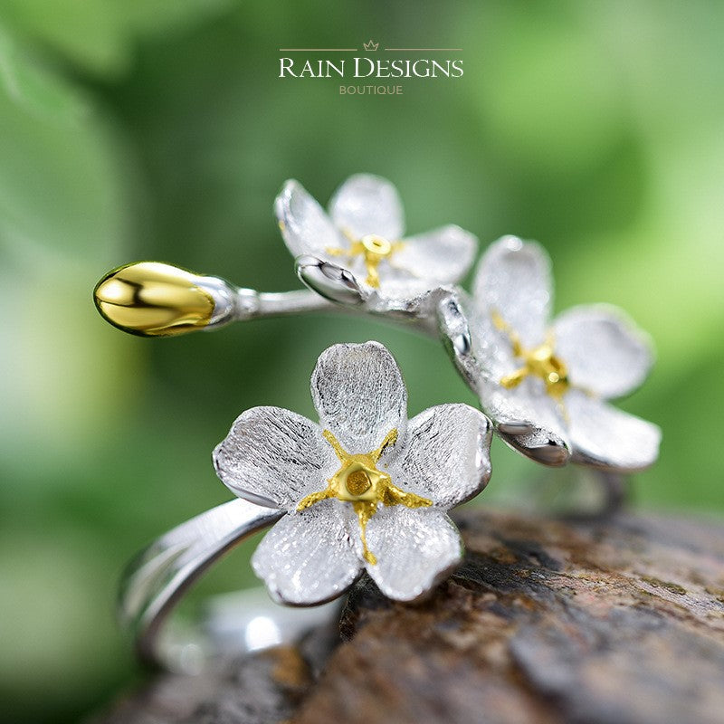 Forget Me Not 18K Gold Plated Flower Ring S925 Silver