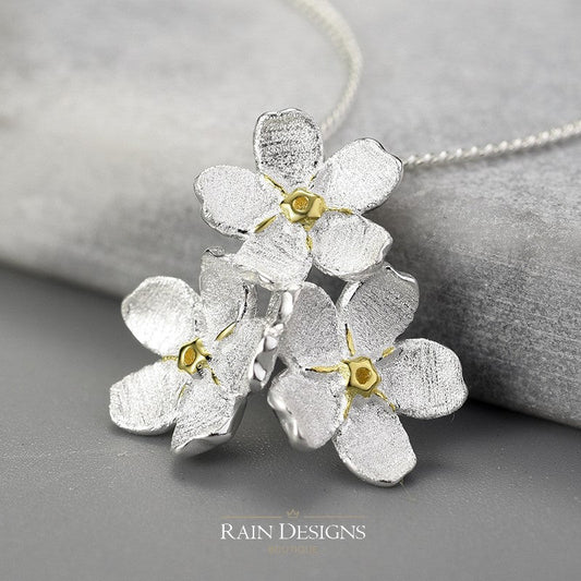 Forget-me-not Cluster 18K Gold Layer 925 Silver Necklace