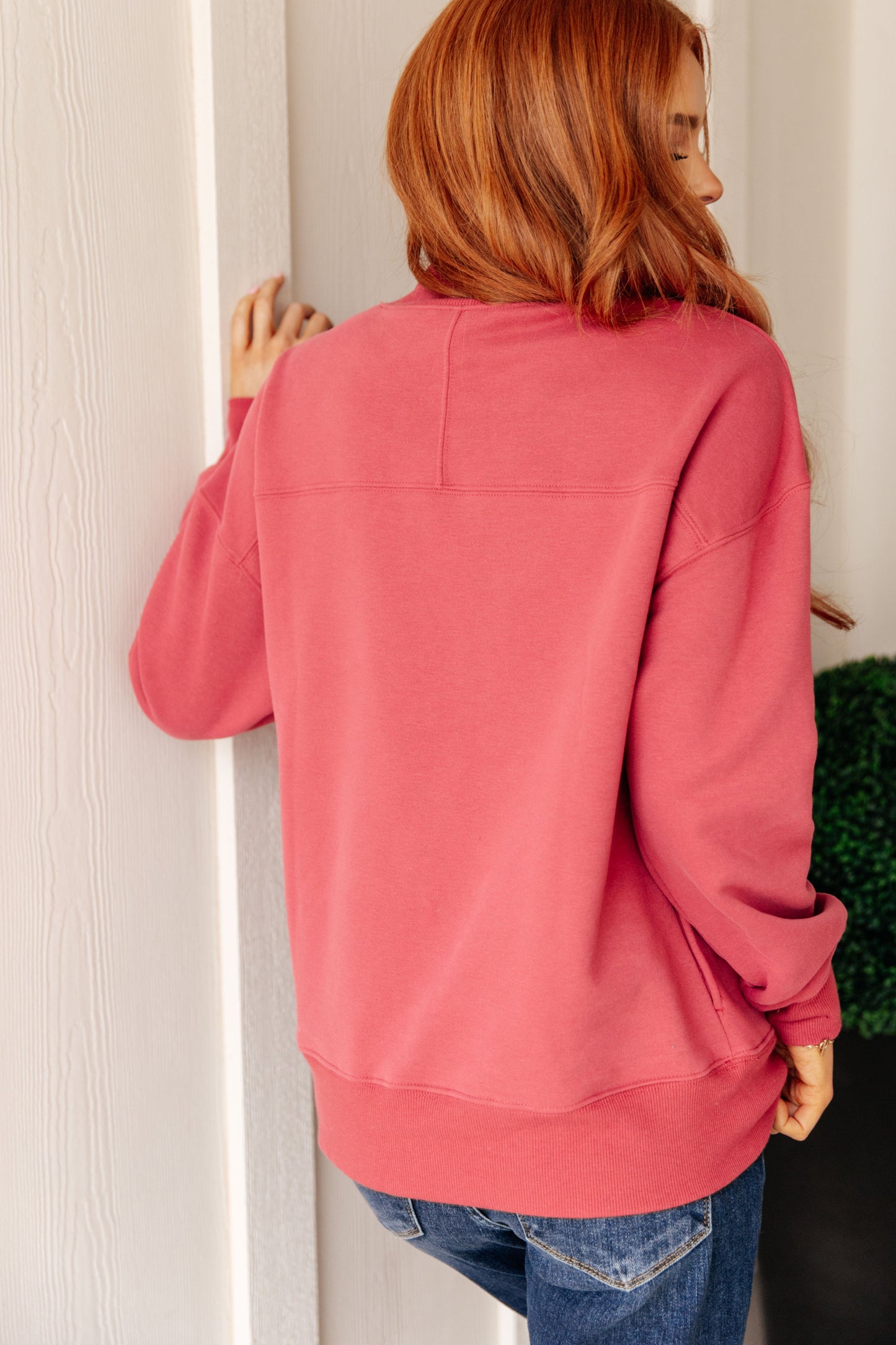 Make No Mistake Cranberry Mock Neck Pullover Sweatshirt Fleece