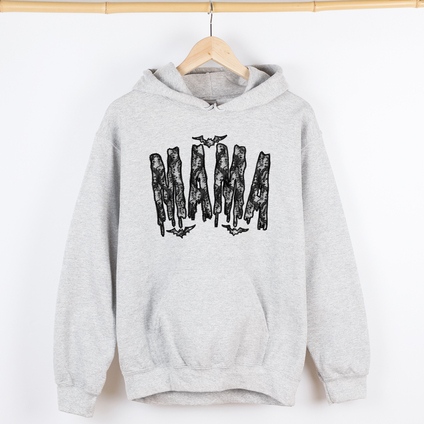 Mama, Faux Lace, Halloween, Coquette, Cute, Graphic Hoodie, Hooded Sweatshirt