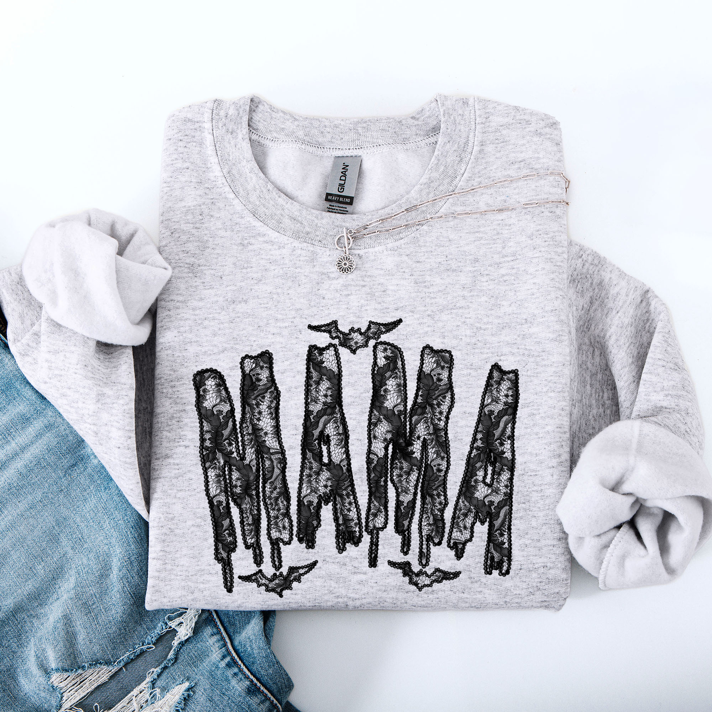 Mama, Faux Lace, Halloween, Coquette, Cute Sweatshirt