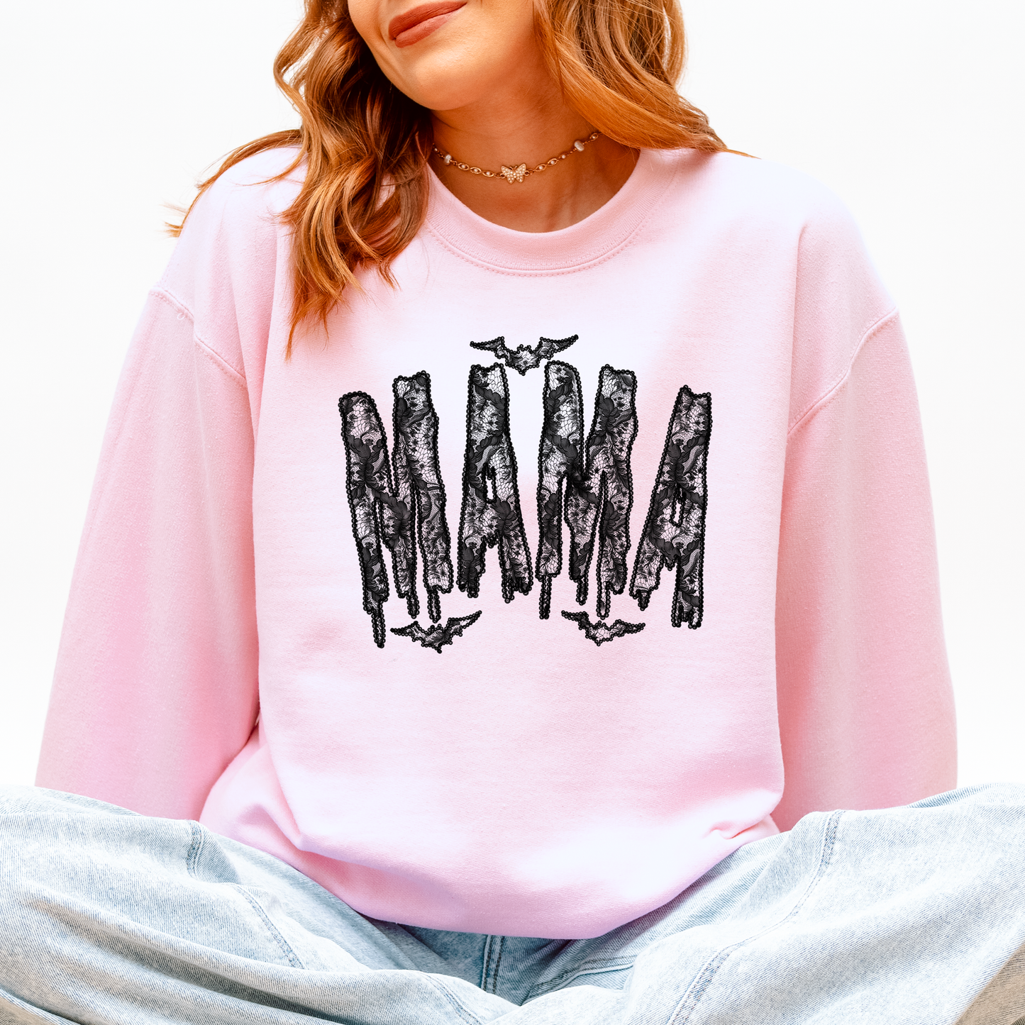 Mama, Faux Lace, Halloween, Coquette, Cute Sweatshirt