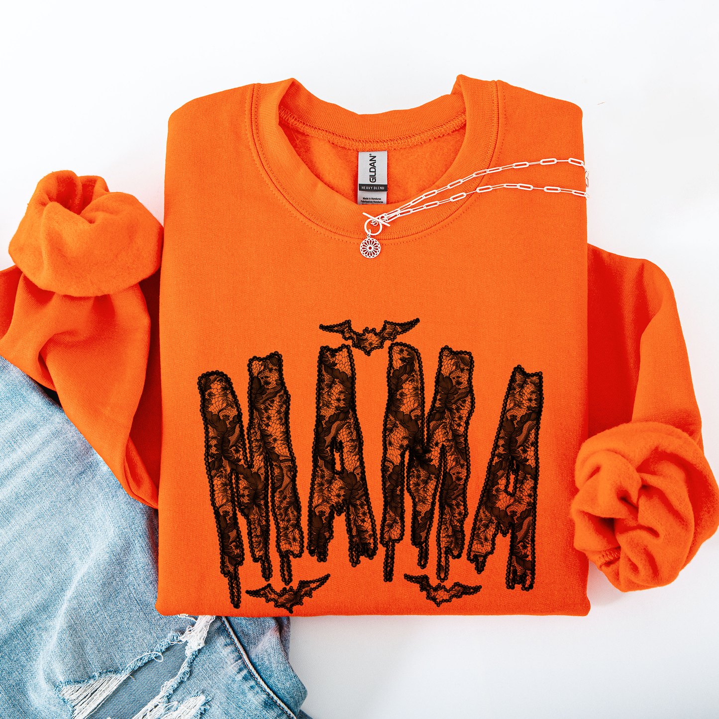 Mama, Faux Lace, Halloween, Coquette, Cute Sweatshirt