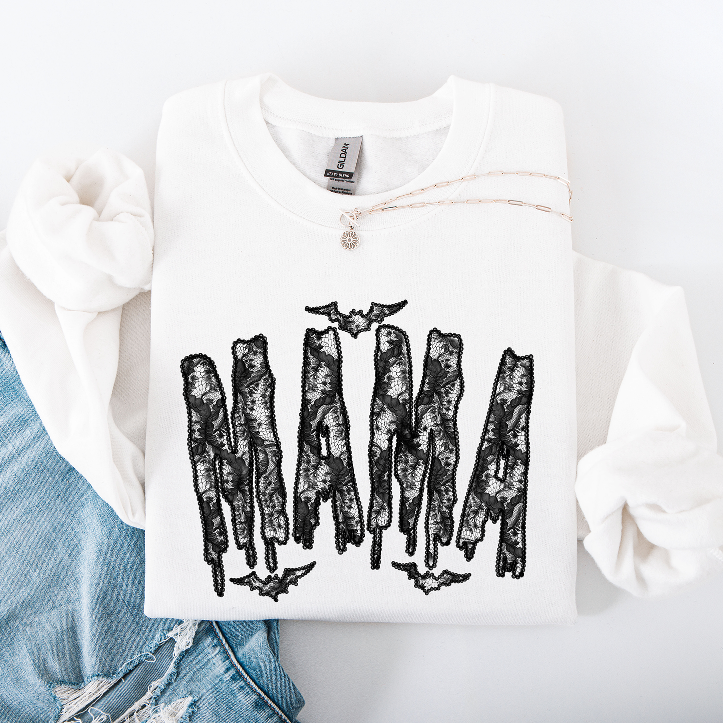 Mama, Faux Lace, Halloween, Coquette, Cute Sweatshirt
