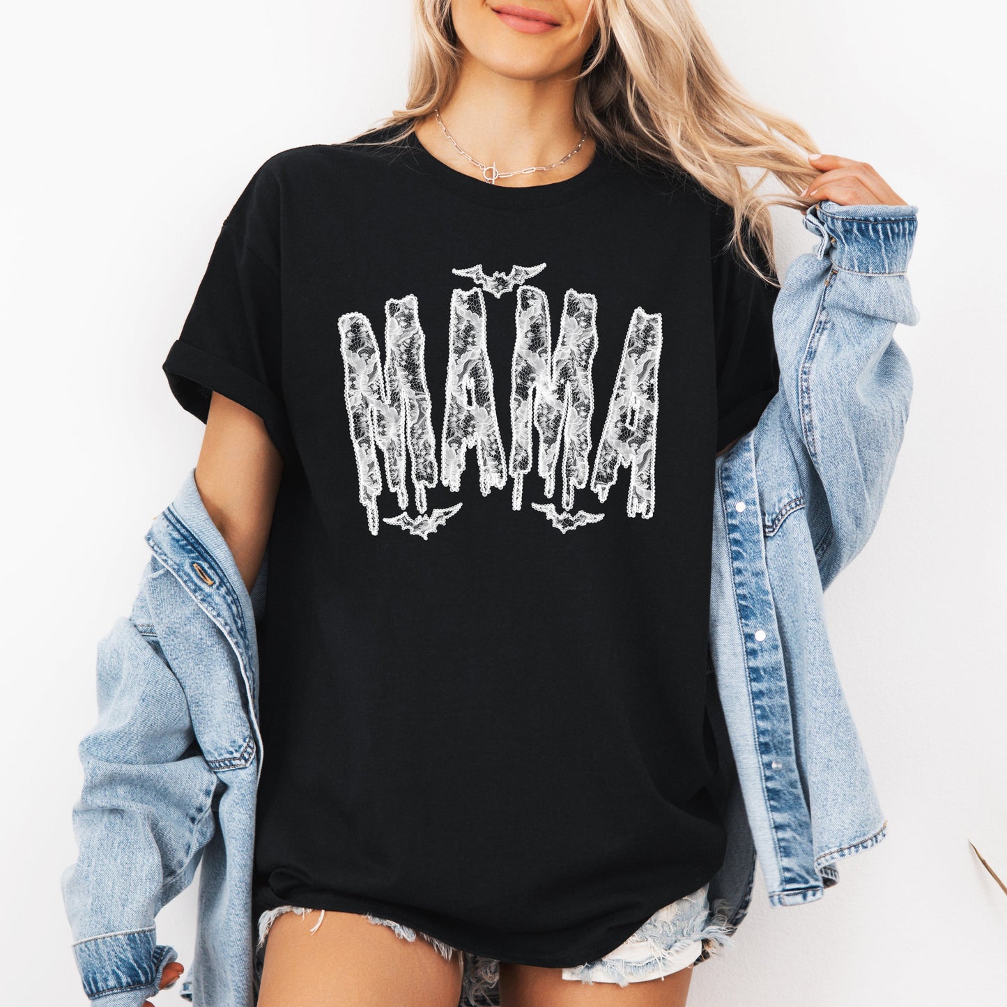Mama, Faux Lace, Halloween, Coquette, Cute, Tshirt