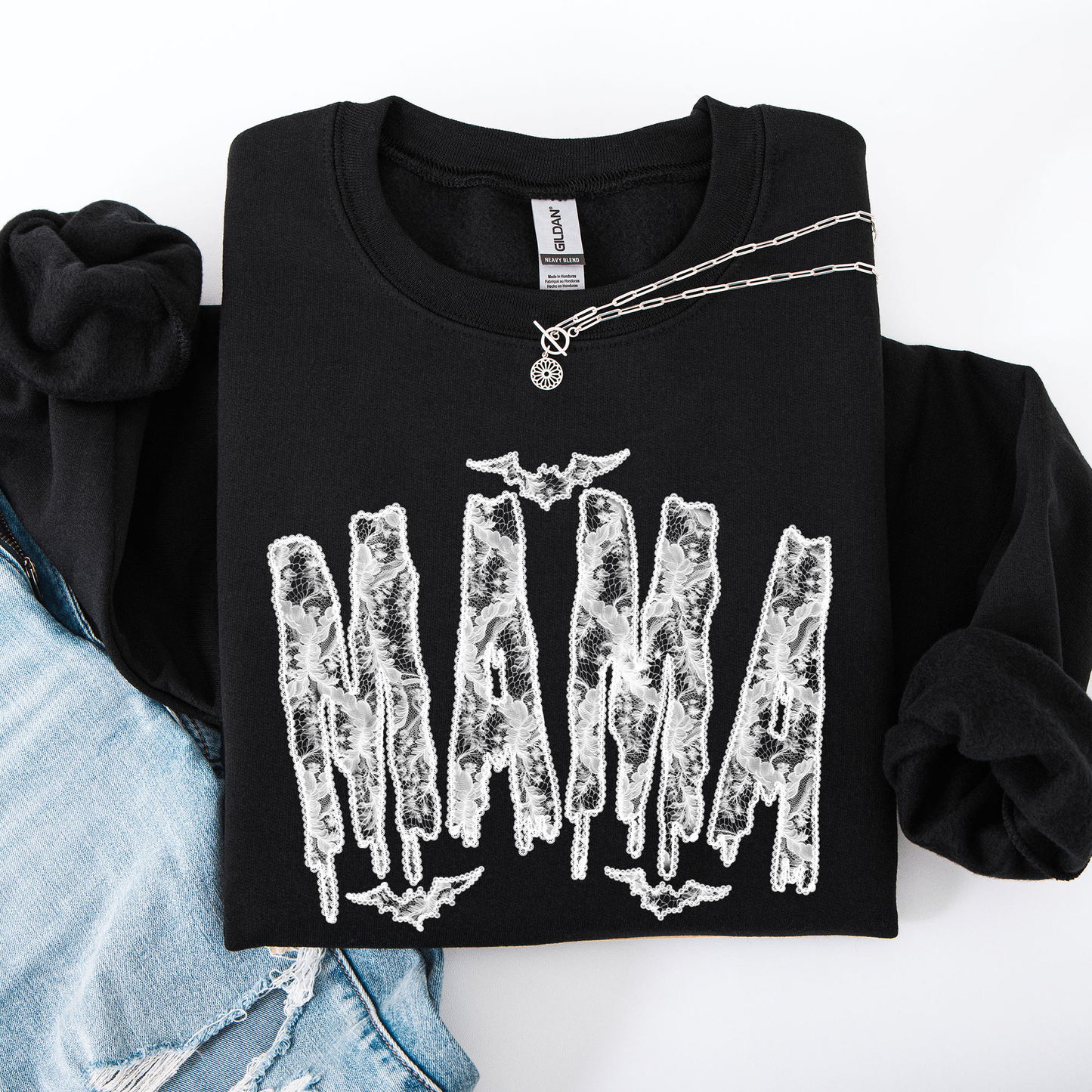 Mama, Faux Lace, Halloween, Coquette, Cute Sweatshirt