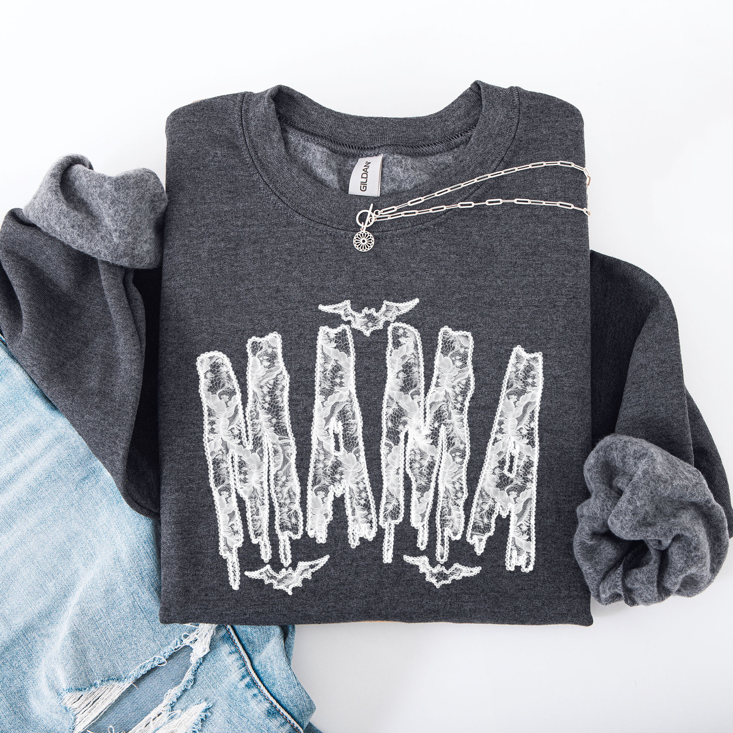 Mama, Faux Lace, Halloween, Coquette, Cute Sweatshirt
