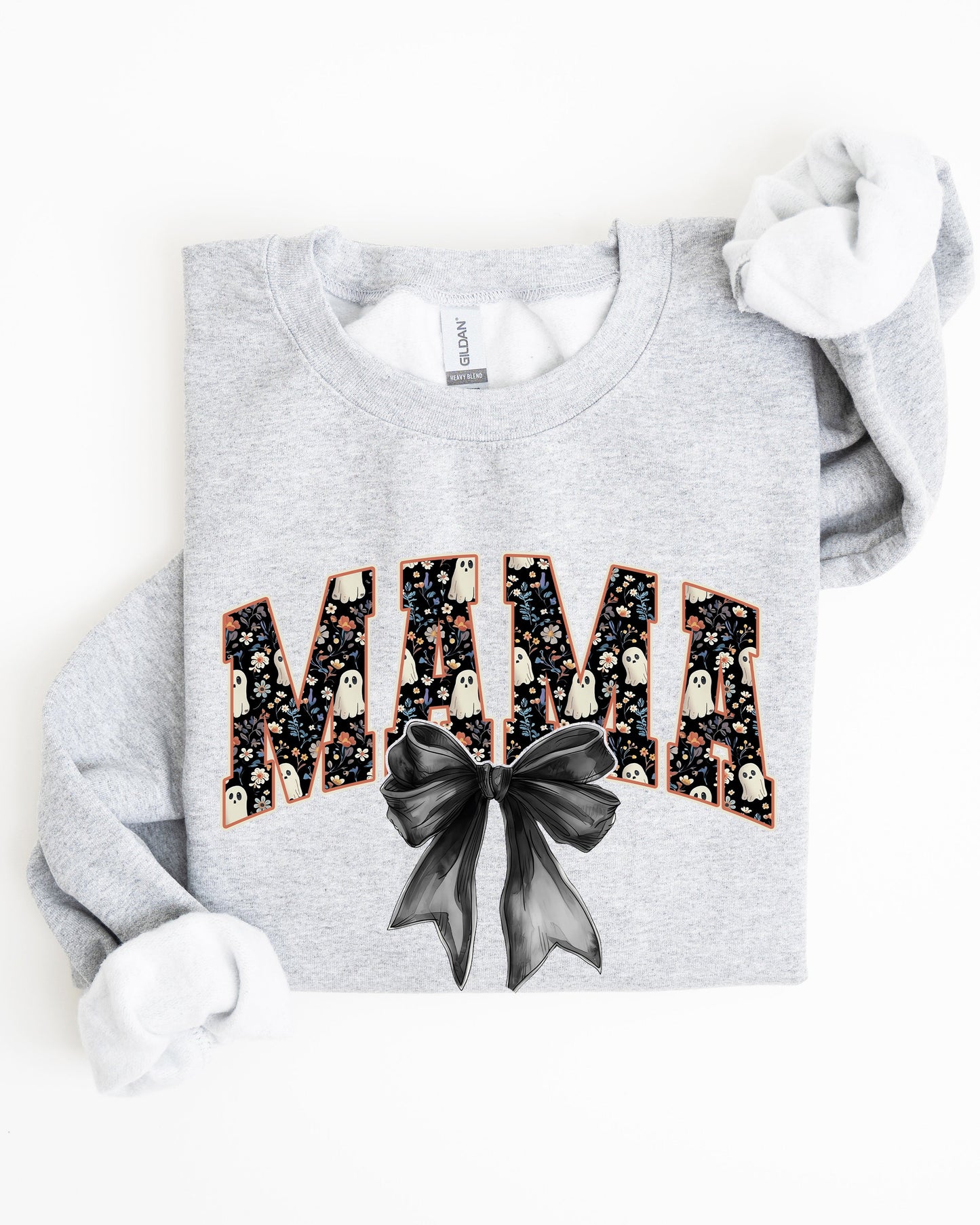 Mama, Halloween, Bow, Ribbon, Goth, Spooky, Witch, Varsity, Collegiate Sweatshirt