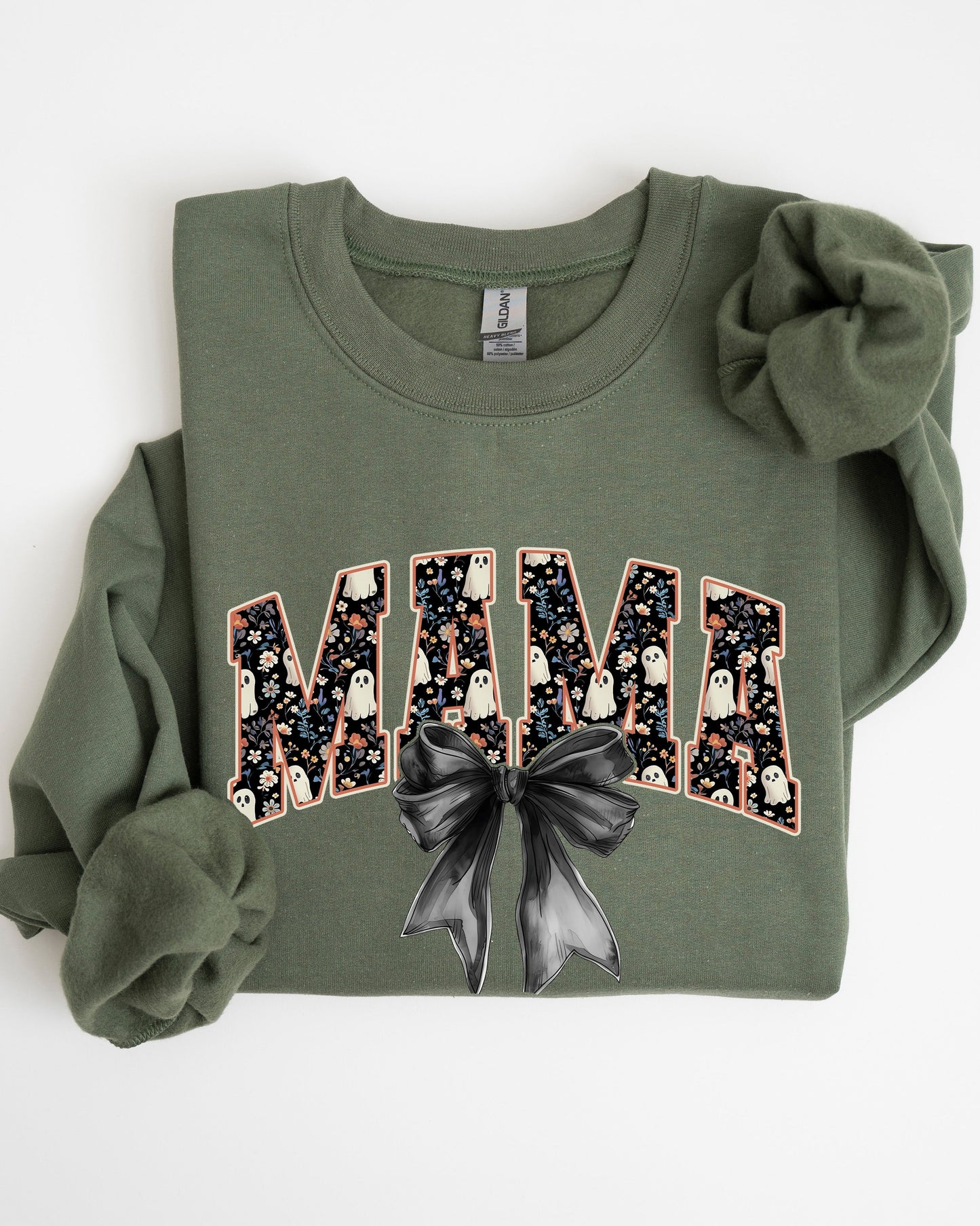 Mama, Halloween, Bow, Ribbon, Goth, Spooky, Witch, Varsity, Collegiate Sweatshirt