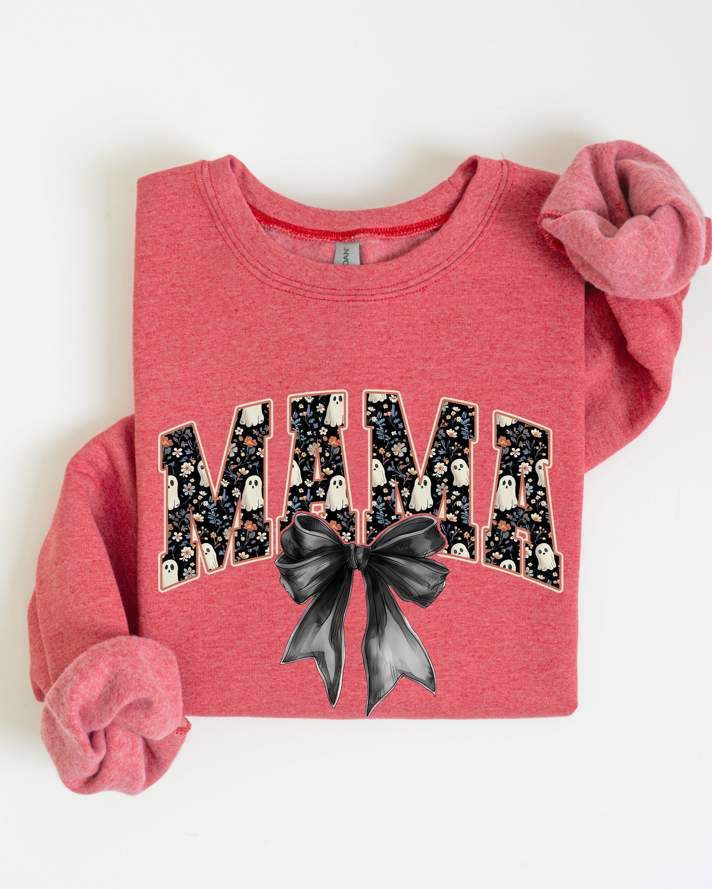 Mama, Halloween, Bow, Ribbon, Goth, Spooky, Witch, Varsity, Collegiate Sweatshirt