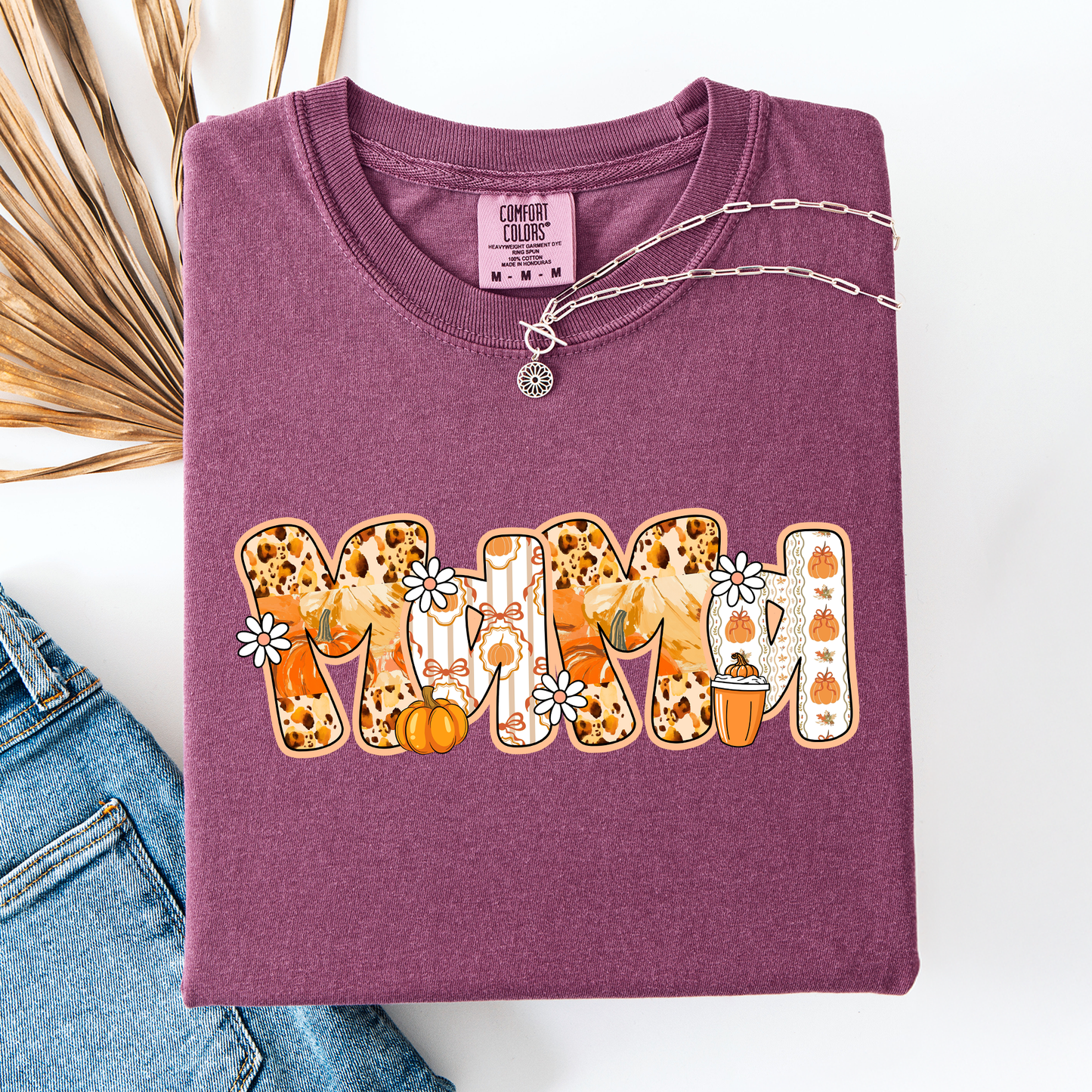 Mama, Pumpkin Pattern, Halloween, Autumn, Fall, Comfort Colors T-Shirt