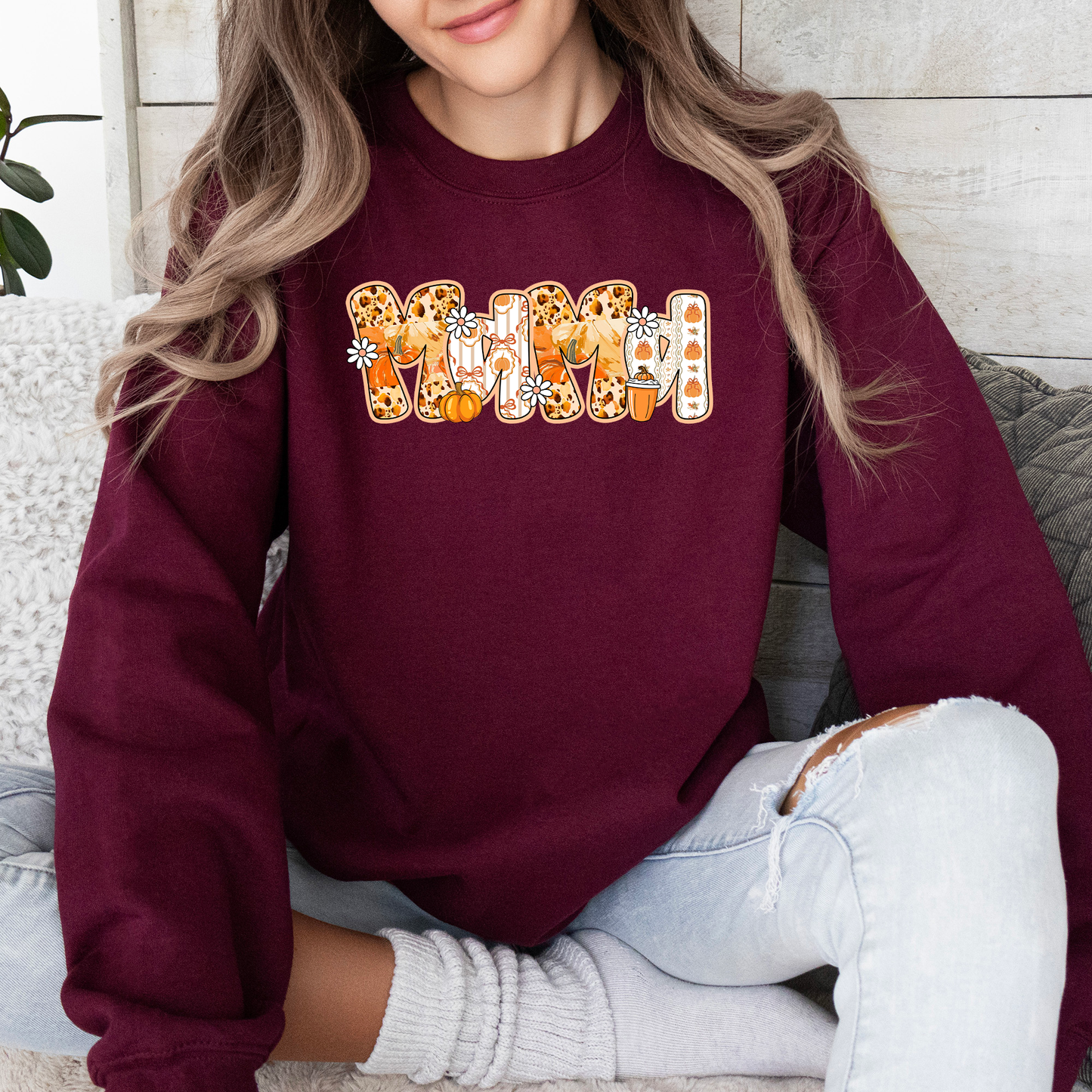 Mama, Pumpkin Pattern, Halloween, Autumn, Fall Sweatshirt
